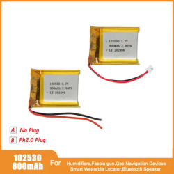 102530 800mAh 3.7V Lithium Battery Rechargeable Lipo Batteries For Fascia gun Gps Navigation Devices Smart Wearable Locator MP3