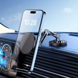 TEMU 360° Rotation Universal Magnetic Phone Holder For Car Adjustable Aluminum Multi-angle Dashboard Dock Stable And Auto Dashboard Sleek Mount For Iphone For For Xiaomi Send A Magnetic Coil As A Gift