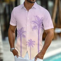 Per uomo Albero di Cocco Piante Tropicali Camicia Camicia hawaiana estiva Camicia con Bottoni Manica Corta Hawaiano Vacanza Ferie Abbigliamento mare Estate Primavera Collo ripiegato Stampa 3D camicie