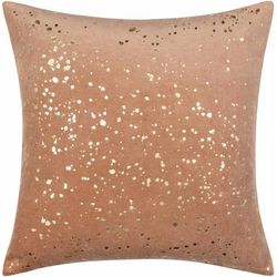 Lela 18" Square Modern Pillow plush Cotton Mauve/Metallic Gold Throw Pillow - Boutique Rugs