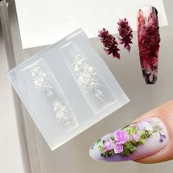 TEMU 3d Nail Art Silicone Mold, Rose Carving Template Nail Accessories Decoration Silicone Mold - Used For Nail Salon Decoration, Women's And Girls' Nail Art Accessories