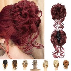 TEMU Elegant Synthetic Wavy Hair Bun Clip For Women - Versatile Hairstyling Accessory, Brown, Red, Black, High-temperature Fiber, Functional Hairpiece|vibrant Hairpiece|easy Hairpiece