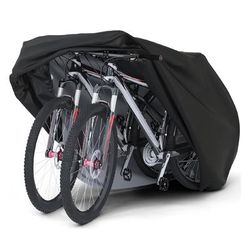 TEMU 1pc Bicycle Cover, Suitable For 2 Or 3 Bikes, Universal, With Locking Holes, Suitable For Mountain/road Electric Heavy-duty Bikes, 100x90x80cm, Black