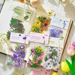 40pcs/pack PET Flowers Stickers Plant Stickers Daisy Decor Stationery for Junk Journal DIY Scrapbooking Label Stickers