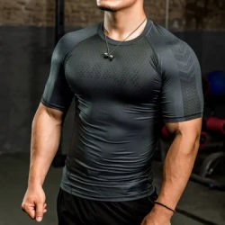 Mens Sport Compression T-shirt Gym Tight Sweatshirt Running Top for Fitness Shirt Bodybuilding Clothes Jogging Rashguard Dry Fit