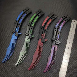 Foldable Comb Stainless Steel Practice Training Butterfly Knife original Trainer Pocket Practice Training Tool Hairdressing