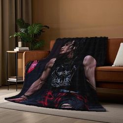 TEMU Stray Hyunjin Pattern Flannel Throw Blanket - Soft And Hypoallergenic, Multifunctional For Sofa, Bed, Office, Travel - Perfect Gift For , 100% Polyester, Knitted, 250-300 G/m², Mixed Color