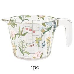 TEMU Glass Measuring Cup With Handle And Scale, Capacity Of 22 Ounces, Large Volume, Heat Resistant, Floral Pattern, Kitchen Baking Tool For Eggs, Milk And Ingredients