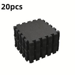 TEMU From : Black, Blue, And Gray, With A Set Of 20 Fitness Floor Mats, Each Measuring 30cm In Width And 1cm Thick.