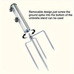 TEMU Heavy Duty Iron Outdoor Umbrella Holder With Ground Spike, Beach Umbrella Holder, Strong Fixing Nails, Suitable For Yard, Garden And Poolside