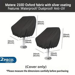 TEMU 2pcs Set Of Marine Seat Covers, Suitable For Boat And Yacht Seats - Sun, Rain, Dust, Outdoor Waterproof Base Float, Boat Seat Cover -22x24x25 Inches (6 Colors From)