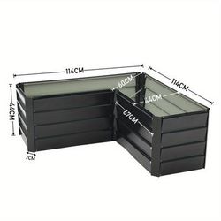 TEMU Black Garden L-shaped Raised Vegetable Planter Outdoor Flower Trough Grow Bed Box