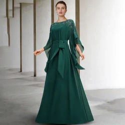 Weilinsha – robe pour mère de la mariée, vert foncé, grande taille, bouffante, demi-manches, Maxi, robes de soirée, robe d'invitées de mariage, 2023