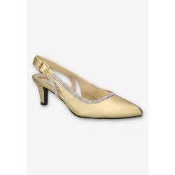 Wide Width Women's Glisten Slingback Pump by Easy Street in Gold Satin (Size 7 W)