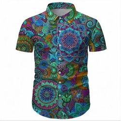 Retrò Vintage Anni '70 Camicia Camicia Aloha Hippie Disco Paisley Etnico Costume Per uomo Mascherata Vacanza Feste Parata dell'Orgoglio Adulti Camicia