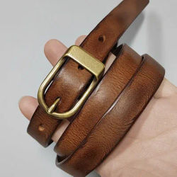 Ceinture en cuir de vachette rétro pour femme, bouton en cuivre pur, haut, tout match, décontracté, ceinture en jean, haute qualité, luxe