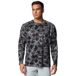 Columbia Men's PFG Super Terminal Tackle Long Sleeve Fishing Shirt - Black Deltahunter Camo M