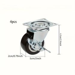 TEMU Set Of 4 Heavy-duty 2-inch Caster Wheels Featuring A Locking Brake – Ideal For Workbenches, Computer Cabinets, Office Desks, And Storage Shelves.