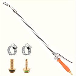 TEMU 1/2pcs 29 Inch Sprayer Rod Compatible With 3/8 Inch Hose, Adjustable Nozzle Sprayer, Stainless Steel Garden Replacement Sprayer Rod With Built-in Check Valve, Hose Quick Connector And Clip