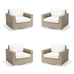 Palermo 4-pc. Swivel Lounge Chair in Dove Wicker - Quick Dry, Sailcloth Cobalt - Frontgate