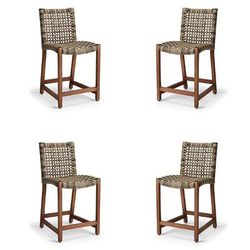 Isola 4-pc. Counter Stool in Natural Teak & Driftwood Wicker - Frontgate