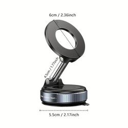 TEMU N52 Magnetic Phone Holder, Upgraded Aluminum Alloy, 360° Rotatable & Foldable Design With Vacuum Suction Cup - Ideal For Car Dashboard, Bathroom Tiles & Glass Surfaces