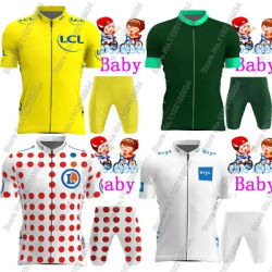 France Tour Leader Imaging Jersey Set, Vert, Jaune, Polka Dot, Vêtements pour garçons et filles, Chemises de vélo de route, Pantalon de vélo trempé, VTT, 2024