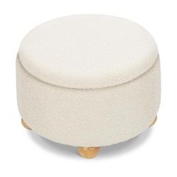 Namesake Tuffet Storage Ottoman - Performance Ivory Boucle with Honey Ball Feet