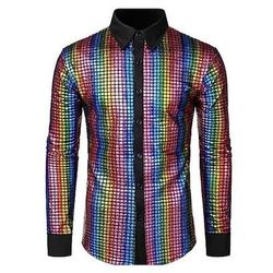 Retrò Vintage Anni '70 Disco Camicia Hippie Costume Per uomo Costume di Carnevale Halloween Carnevale Mascherata Addio al Nubilato Parata dell'Orgoglio Mese dell'orgoglio Adulti Camicia