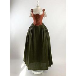 Medievale Rinascimento Vestito Abiti da Ballo Abito Costume da cameriera Vichingo Costume Per donna Reale Halloween Carnevale Mascherata Performance LARP Fiera Rinascimentale Adulti Vestito