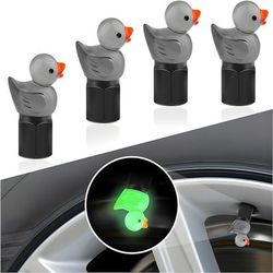 TEMU 5-pack -the-dark Duck Tire Valve Covers, Universal Fit Metal For Cars, Motorcycles, Trucks, And Bicycles