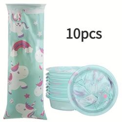 TEMU 10pcs Car Vomit Bags Disposable Emesis Travel Bags With Cute Unicorn 1000ml Leak Proof Self Sealing Emesis Bags For Motion Sickness Airplane