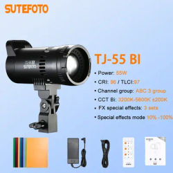 SuteFoto TJ55 Bi-Color 55W COB Video Light 3200K-5600K±200K CRI96+TLCI97 Portable Fill Light for