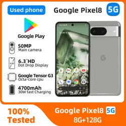 Google Pixel 8 5G Android 6.2inch 128GB 2400x1080px 50MP camera NFC 4575mAh battery Used Phone