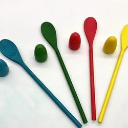 TEMU 4/6 Sets Wooden Egg Spoon Set - Balance Spoon Race Game, Suitable For Outdoor Patio Lawn Activities, Wireless, Durable Wood Material