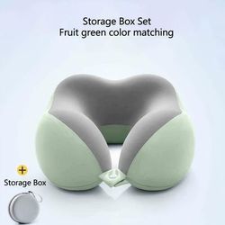 TEMU Ergonomic U-shaped Neck Pillow With Storage Bag – Comfortable Headrest For Travel, Napping, And Office Use, Slow Rebound Support, Machine Washable Cover, Travel Pillo
