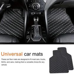 TEMU 4-piece Universal Car Mats Set Waterproof & Easy To Leather Car Floor Mats Anti-slip Car Front & Rear Seat Covers Protection, Fits Most Vehicles Car Carpet Accessories Interior