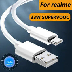 33W SuperVOOC Charge Cable USB Type C Charger For Realme 8 6i C15 Q2i Narzo 20 30 C17 7i V3 C15 8i