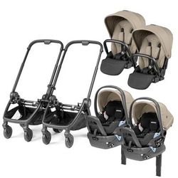 Peg Perego City Loop Twin Stroller + Primo Viaggio Lounge Travel System Bundle - Black / Vanilla Ble