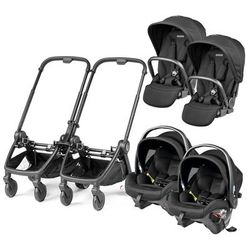 Peg Perego City Loop Twin Stroller + Primo Viaggio Urban Mobility Travel System Bundle - Black / Tru