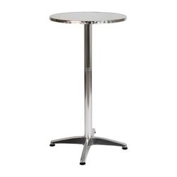 MoTak M225 23 1/2" Round Bar Height Patio Table - Stainless Steel Top w/ Aluminum Column & Base