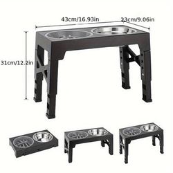 TEMU Adjustable Large Double Bowl Dog Slow Feeder Elevated Raised Stand Feeding Food