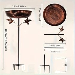 TEMU Outdoor Garden Bird Bath With 5-pointed Base Feeder - Retro Design, No Battery Needed, Ideal For Hummingbirds And Birds, Durable Iron Construction, Summer Yard Decor, Bird Bath For Outside