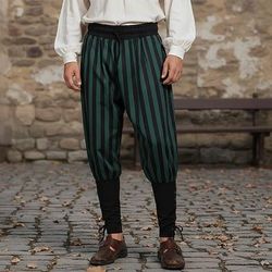 Retrò Vintage Medievale 17° secolo Pantaloni da pirata Pirata Cavaliere Vichingo Crociato Ranger Coulisse A righe Costume Per uomo Costumi da pirata Halloween Carnevale LARP Fiera Rinascimentale