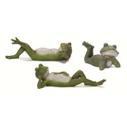 Lounging Garden Frog Figurine (Set Of 3) by Melrose in Brown