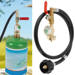 Camping Propane Refill Adapter Hose with Gauge Flexible Propane Tank Extension Hose Connector Picnic Cooking Stove Accessories