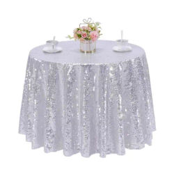 Nappe à paillettes avec couverture de table ronde à paillettes brillantes, vêtements de table à séquence métallique, fête d'anniversaire, réception-cadeau pour bébé, mariage