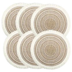 TEMU 6pcs/8pcs Bohemian Style Heat Insulation Mat Bowl And Plate Mat Easter Graduation Season Table Mat With Tassels Round Table Mat Hotel Coffee Shop Decoration Tableware Mat