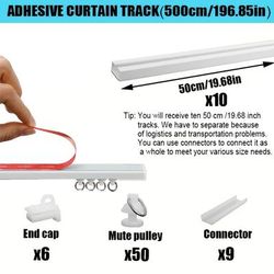 TEMU -one Punch- Silent Guide, Multifunctional Splicing Shower Curtain Track, Suitable For Bathroom, Curtain, Cabinet