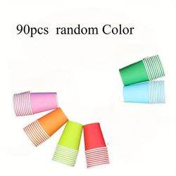 TEMU 90pcs Vibrant Multicolored Paper Cups - Drinks, Ideal For Weddings, Picnics, Bbqs, Travel & Events, Recyclable Party Supplies, Supplies | Vibrant Party Cups | Cups